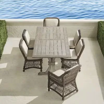 Hampton 7-Pc. Dining Set In Driftwood Wicker