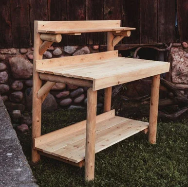 Log Style Cedar Potting Table
